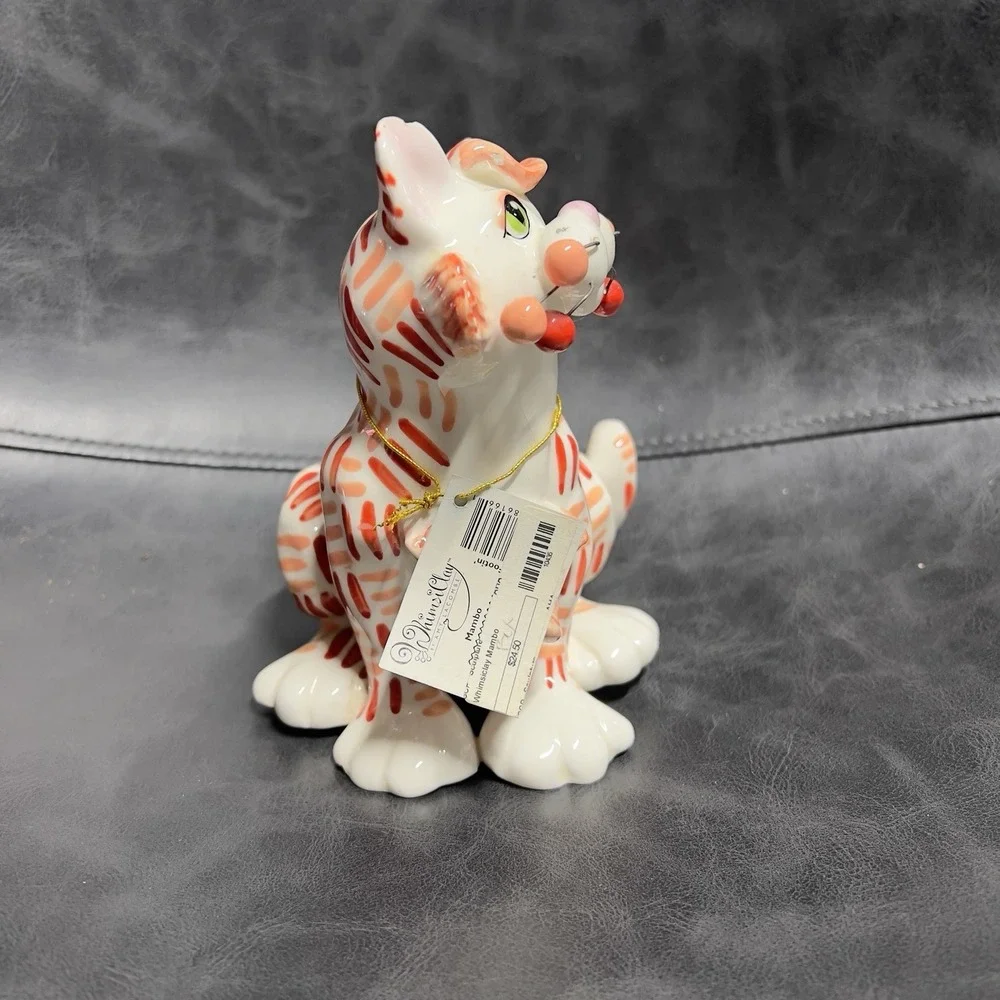 2004‎ Whimsiclay Cat By Amy Lacombe #86166 MAMBO Coral Orange Stripes